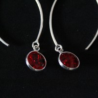 Pendiente de Plata 925 Arandela con Piedra de Zirconia Roja