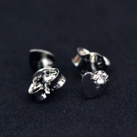 Stainless Steel Heart Earring with Zirconia