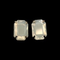 White Cabochon Stainless Steel Earring