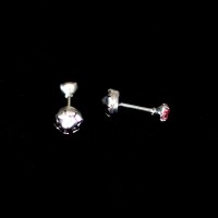 Solitaire 316L Stainless Steel Earring with Pink Zirconia Stone