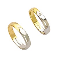 Alianza de oro y oro blanco de 18K 750 Ancho 4.00mm Altura 1.40mm / Alianza de oro y oro blanco de 18K 750 con un impecable 2,25 puntos Ancho 4.00mm Altura 1.40mm