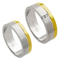 Alliance Gold and White Gold 18k 750 Width 6.00mm Height 1.50mm / Alliance Gold and 18k White Gold 750 with 2 Brilliant 2.25 Points Width 6.00mm Height 1.50mm