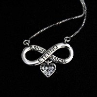 925 Silver Choker Infinite Eternal Love with Heart 55cm