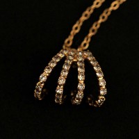 Semi-Jewelry Gold Plated Choker Necklace with Triple Rhinestone Star 45cm Pendant