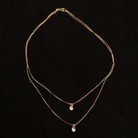 ColarGargantilhaSemiJiaFolheadoaOurocomPingentePontodeLuz50cm