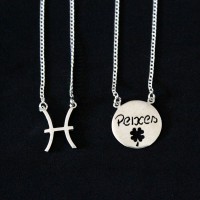 Silver Necklace 925 Silver Scapular Sign Pisces 70cm