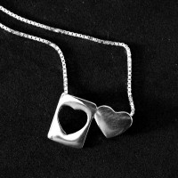 925SilverChokerHeartandPlate42cm