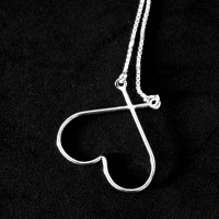 925 Silver Inverted Heart Choker 42cm