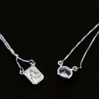 Silver Choker 925 Nossa Senhora do Carmo Crystal Scapular 70cm