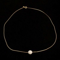 Gold Plated Choker Necklace with Pearl Polka Dot Pendant with Star 45cm