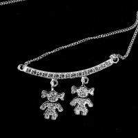 925SterlingSilverChokerwith2GirlsStudded60cm