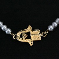 PulseiraSemiJiaFolheadoaOuroModeFtima/Hamsa20cm