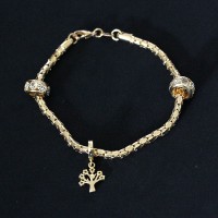 Pulsera Semi Joyera Folleto de Oro con rbol de la Vida 18cm