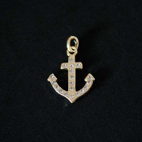 Pingente Semi Jóia Folheado a Ouro Âncora com Pedras de Zircônia Pingente Semi Jóia Folheado a Ouro Âncora com Pedras de Zircônia