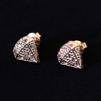 Semi Earring Jewelry Gold Plated with Diamond Zirconia Stones