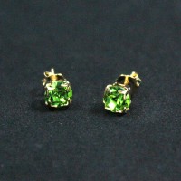 Gold Plated Gemstone Earring with Green Zirconia Stone