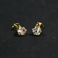 Pendientes semi joyeria de oro con piedra de zirconia