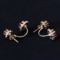 Semi Earring Jewelry Piercing Gold plated with Red Zirconia Stones