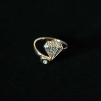 Ring Falange Semi Jewelry Gold Plated Diamond with Zirconia stones