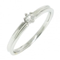 Solitaire Ring in 18k White Gold 0750 with 6 claws and 10 points Brilliant