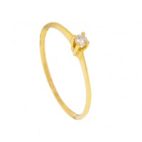 Anel Solitrio com Ouro Amarelo 18k 0750 com 6 garras e Brilhante de 7 pontos