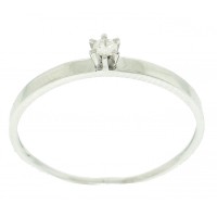 Anel Solitrio com Ouro Branco 18k 0750 com 6 garras e Brilhante de 05 pontos