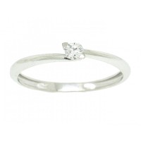 Solitaire Ring in 18k White Gold 0750 with 6 claws and 10 points Brilliant