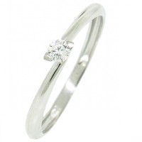 Solitaire Ring in 18k White Gold 0750 with 6 claws and 10 points Brilliant