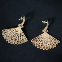 Earring Gold Plated Jewelry Semi Fan