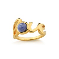 Semi Gold Plated Ring with Natural Stone Sodalite