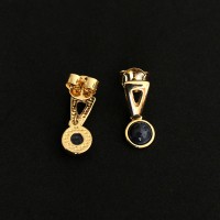 Gold Plated Semi Jewel Earring with Sodalite Natural Stone