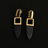 Gold Plated Semi Jewel Earring with Sodalite Natural Stone