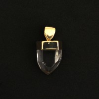 Semi Jeweled Pendant Gold Plated with Natural Stone Rough Crystal