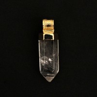 Semi Jeweled Pendant Gold Plated with Natural Stone Rough Crystal