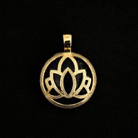 Gold Plated Semi Jewel Pendant with Natural Stone Star Lotus Flower