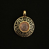 Gold Plated Semi Jewel Pendant with Natural Rose Quartz Stone