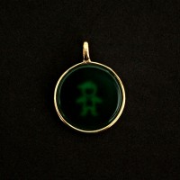 Gold Plated Semi Jewel Pendant with Natural Green Agate Stone Boy