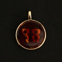 Gold Plated Semi Jewel Pendant with Natural Red Agate Stone 2 Girls