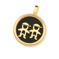 Gold Plated Semi Jewel Pendant with Sodalite Natural Stone 2 Boys