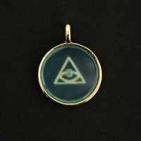 Gold Plated Semi Jewel Pendant with Providence Blue Agate Natural Stone