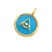 Gold Plated Semi Jewel Pendant with Providence Blue Agate Natural Stone