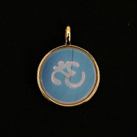 Gold Plated Semi Jewel Pendant with Natural Opal Moon Stone