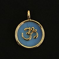 Gold Plated Semi Jewel Pendant with Natural Opal Moon Stone