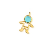 Pendant Semi Jewelry Gold Plated Boy with Natural Stone Agata Blue Sky