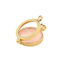 Pingente Semi Jia Folheado a Ouro So Bento com Pedra Natural Quartzo Rosa