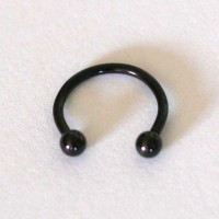 Circular Barbell Piercing bola de acero de herradura quirrgico de 1,2 mm x 10 mm Lnea Negro