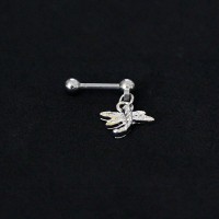 Piercing Tragus Ao Cirurgico 316L Libelula Pendulum 1,2mm x 7mm