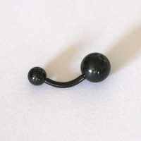 La perforacin del ombligo del pltano Campana Grande de acero quirrgico Negro Lnea 1.6mm x 10mm