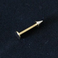 Piercing Labret Queixo Spike Folheado a Ouro Amarelo 24k 1,2mm x 8mm