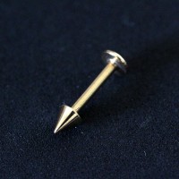 Piercing Labret Chin Spike Yellow Gold Plated 24k 1,2mm x 8mm